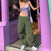 Solid Color Loose Fit Wide Leg Pants
